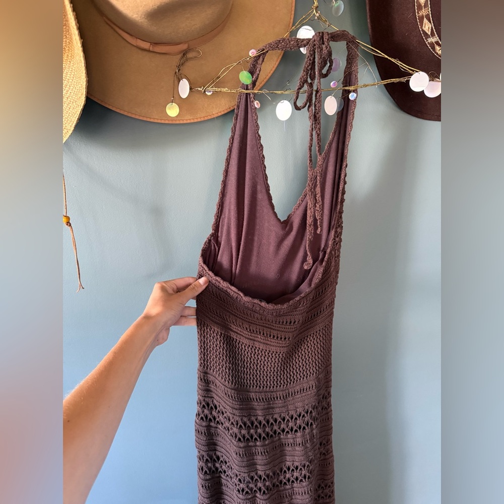 Vintage Moda international Victoria’s Secret Crochet Halter Maxi Dress sz small - Picture 5 of 8